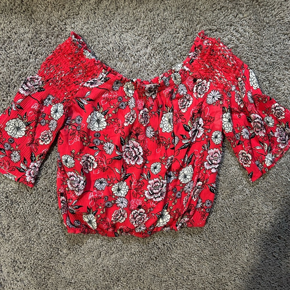 Floral Red Women's Top